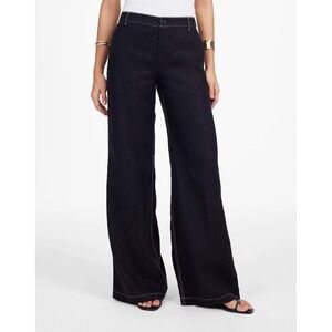 Madewell The‎ Zoe Relaxed Wide Pant in 100% Linen Jet Black Size 4